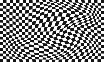 Obraz premium Distorted checkered background flat design