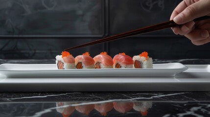 The Sushi on White Plate