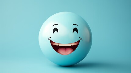 Cheerful earth character laughing against blue backdrop for earth day and world laughter day