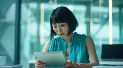 Obraz premium The woman using tablet