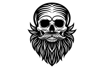  great beard in a skull silhouette vector illustration