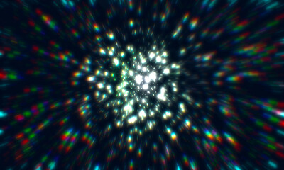 Abstract defocused image with chromatic aberration effect. Speculars and light.	