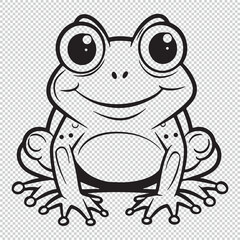 Cute simple frog icon logo, black vector illustration on transparent background