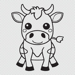 Cute simple cow icon design, black vector illustration on transparent background