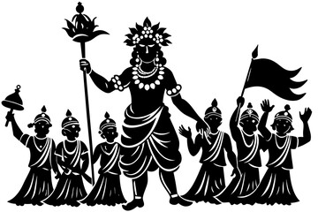 Krishna Janmashtami silhouette vector illustration