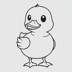 Cute simple duck icon design, black vector illustration on transparent background