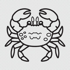 Cute simple crab icon design, black vector illustration on transparent background