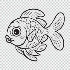 Cute simple fish icon design, black vector illustration on transparent background