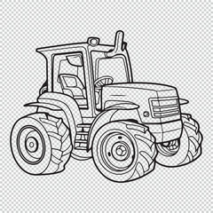 Simple tractor icon design, black vector illustration on transparent background