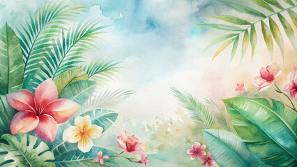 Exotic floral watercolor background