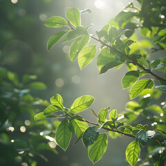 beautiful moment when the sunlight filters through the leaves of trees, komorebi isolated on white background, cinematic, png