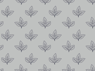 Hand drawn floral pattern vector design. Simple ornament with plant and leaf.