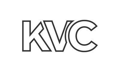 KVC logo design template with strong and modern bold text. Initial based vector logotype featuring simple and minimal typography. Trendy company identity.