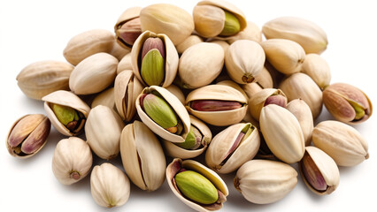 Fototapeta premium pistachios on top view isolated on white background