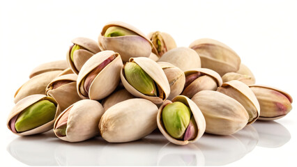 pistachios on top view isolated on white background