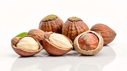 Hazelnut nut. Hazelnut isolated on white background. Hazelnut clipping path