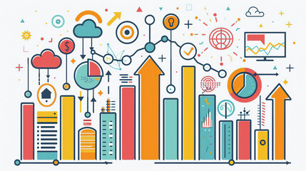 Fototapeta premium Create compelling visuals that depict business growth strategies, showcasing elements like upward graphs, expanding networks, and innovative solutions to inspire success