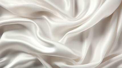 Fototapeta premium Crumpled white silk cloth, gentle folds, shiny and smooth texture, elegant and luxurious, top view