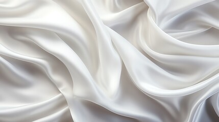 Obraz premium White silk fabric with soft wrinkles, smooth and shiny texture, elegant and luxurious, top view