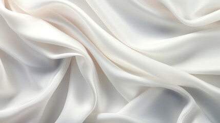 Obraz premium White silk fabric with soft wrinkles, smooth and shiny texture, elegant and luxurious, top view