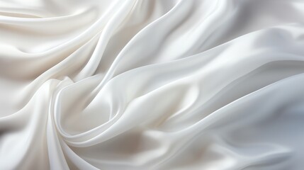 Fototapeta premium Wrinkled white silk fabric, soft folds, smooth texture, luxurious and elegant, topdown view