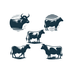 Cow silhouette Clip art isolated vector illustration on a white background