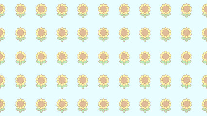 レトロなひまわりパターン水色壁紙⭐︎