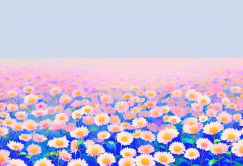 Flower field, background, No one, empty, Illustration. Generative AI.