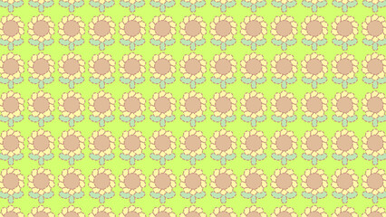 昭和レトロなひまわりパターン黄緑壁紙⭐︎