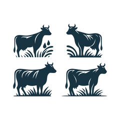 Cow silhouette Clip art isolated vector illustration on a white background