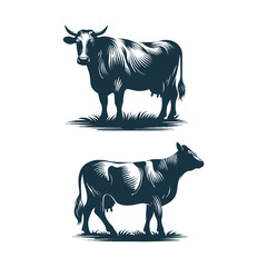 Cow silhouette Clip art isolated vector illustration on a white background