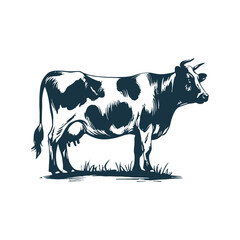 Cow silhouette Clip art isolated vector illustration on a white background