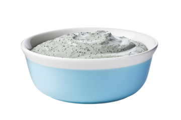 Mystical Fusion: A Bowl of White and Blue Delights on a White or Clear Surface PNG Transparent Background..