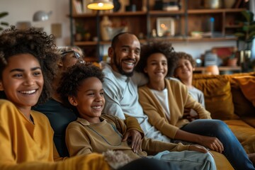 Fototapeta premium Happy Extended Family Smiling Together in Living Room