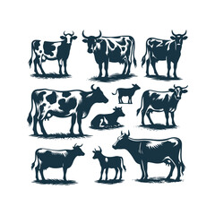 Cow silhouette Clip art isolated vector illustration on a white background
