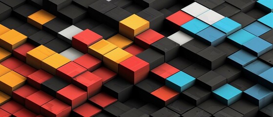 Black red yellow blue cubes, creative grey cool design
