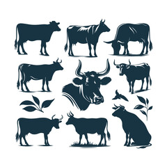 Cow silhouette Clip art isolated vector illustration on a white background