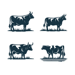 Cow silhouette Clip art isolated vector illustration on a white background
