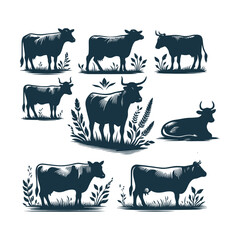 Cow silhouette Clip art isolated vector illustration on a white background