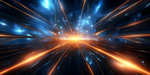 3D rendering of dynamic hyperspace tunnel with glowing energy and stars. Concept 3D Rendering, Hyperspace Tunnel, Glowing Energy, Stars, Dynamic Illustration