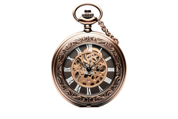 Times Embrace: A Pocket Watch Bound in Chains on a White or Clear Surface PNG Transparent Background..