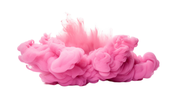 Pink cloud pastel atmosphere on transparent background.

