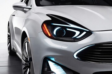 Close-up image of a car headlight