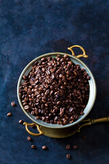 Freshly roasted coffee beans in a bowl