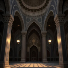 Obraz premium a islam mosque with stars and crescent moon