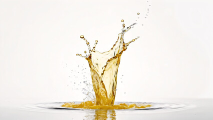 Water splash yellow color isolated o white background