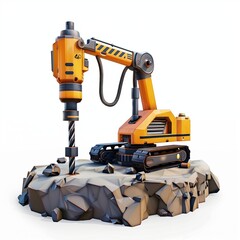 Drill rock tool equipment stone mineral destroyed for mining or building