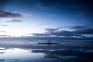 Idyllic view of seascape against dramatic sky in Iceland