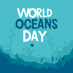World Oceans Day vector template illustration. International oceans day template.	

