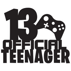 13 thirteen official teenager game gaming console sign design birthday party celebration 